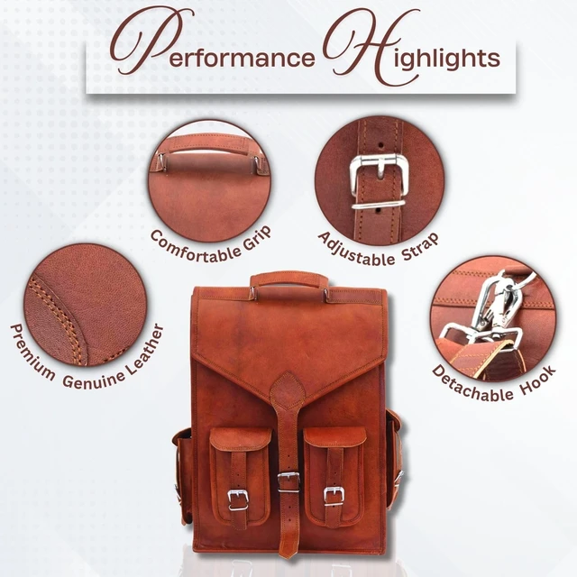 Alt view image 2 of 5 - Shy Shy Lets Touch The Sky 16" Leather Backpack Lightweight Rucksack Sling Bag Men and Women (12"x 6")