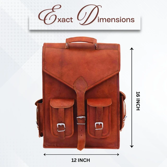 Alt view image 4 of 5 - Shy Shy Lets Touch The Sky 16" Leather Backpack Lightweight Rucksack Sling Bag Men and Women (12"x 6")