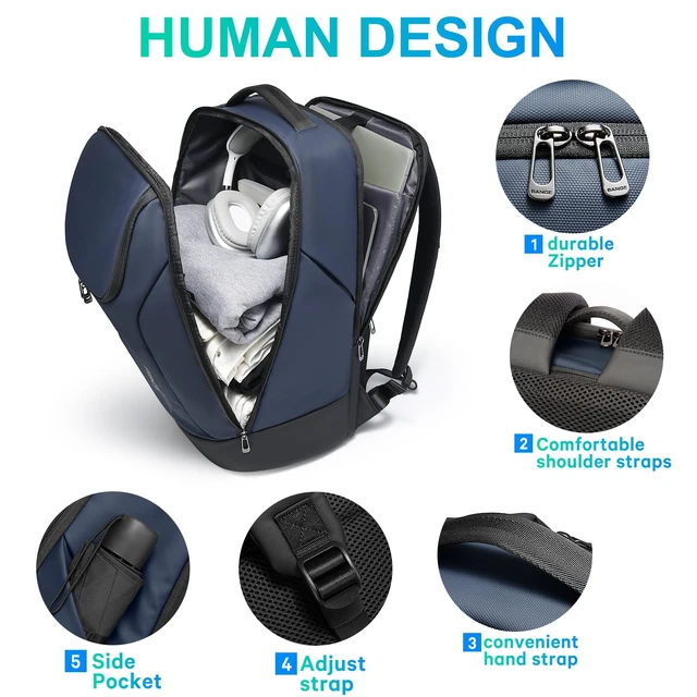 Alt view image 5 of 5 - FUTURE AESTHETICS Business Smart Backpack Waterproof for women,men,Fight Approved Durable Backpack suitable as overnight and travel backpack (Blue)