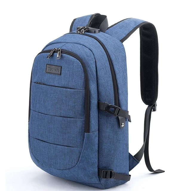 Main image of Tzowla Travel Laptop Backpack Water Resistant Anti-Theft Bag with Giant Tumbler Holder Pocket and Lock 17.3 Inch Computer Business Backpacks for Women Men Work College Gift,Casual Daypack(Blue)