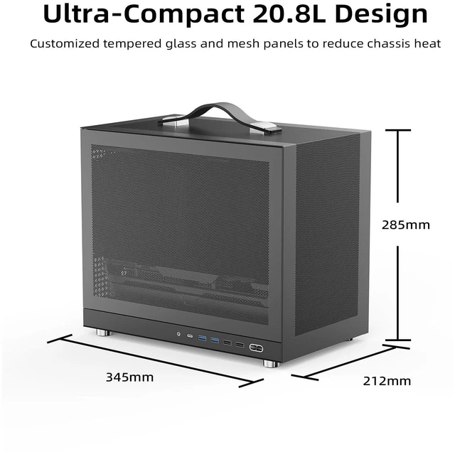 Alt view image 5 of 5 - Shiny Snake G350 20.8L MATX Portable Small Form Factor PC Case - MESH Black