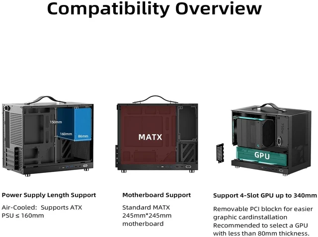 Alt view image 3 of 5 - Shiny Snake G350 20.8L MATX Portable Small Form Factor PC Case - MESH Black