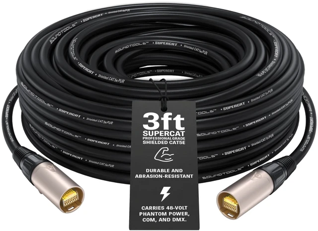Main image of SuperCAT Professional Grade Shielded CAT5e etherCON Cable (3 ft, Black)