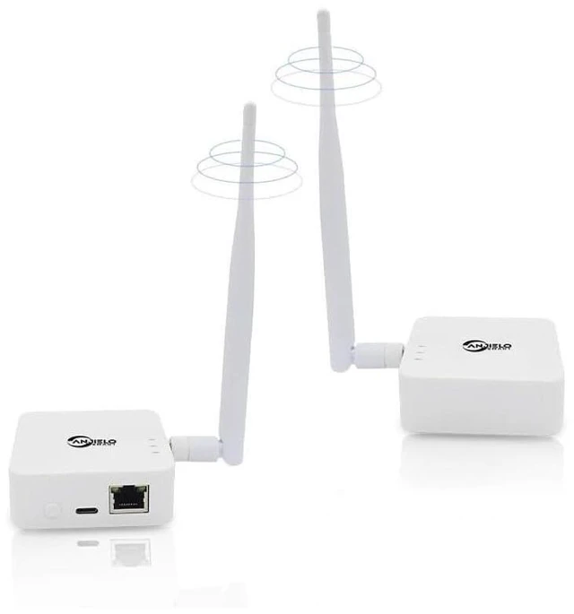 Main image of Wireless Bridge,2.4G Point to Point Outdoor 1KM Long Range WiFi Bridges for PtP/PtMP with High Gain Antenna, Type-C Adapter, 2 RJ45 Ethernet Port, 2 Pack (White)