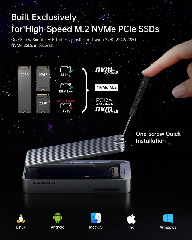 Alt view image 4 of 5 - AMZPILOT 40Gbps USB4 NVMe Enclosure with Triple-Cooling System Aluminum