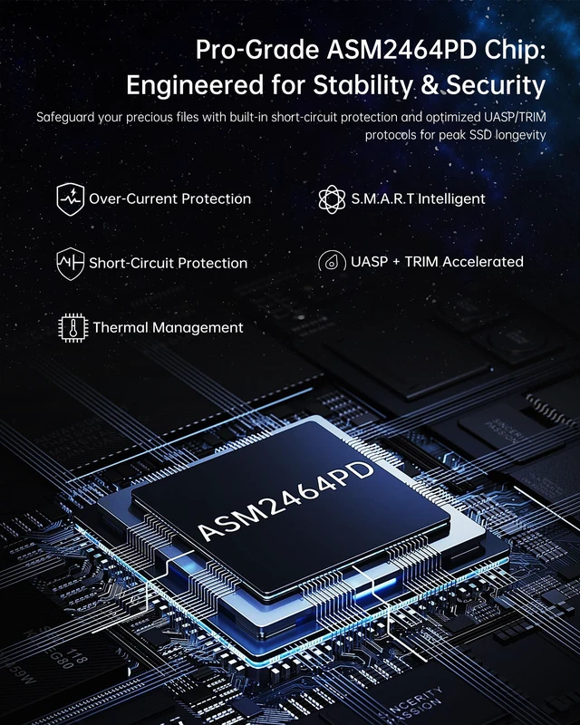Alt view image 5 of 5 - AMZPILOT 40Gbps USB4 NVMe Enclosure with Triple-Cooling System Aluminum
