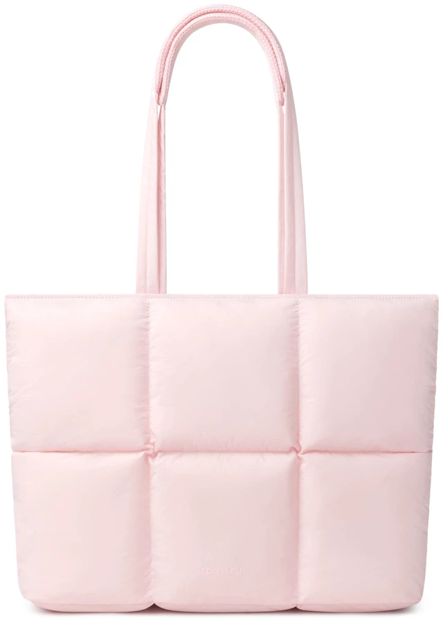 Main image of Comfyable Puffy Laptop Bag Compatible for 13 Inch 14 Inch MacBook Pro/Air, Lightweight Puffer Handbag for Women with Laptop Compartment, Quilted Anti-Slip Shoulder Bag for Work, Travel, College, Pink