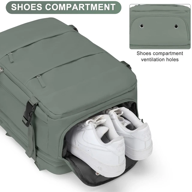 Alt view image 5 of 5 - Extra Backpack For Traveling On Airplane Travel Backpack For Women Men Airline Approved Carry On Bags For Airplanes Gym Bag With Shoe Compartment Waterproof Laptop Backpack Camping Hiking Backpack
