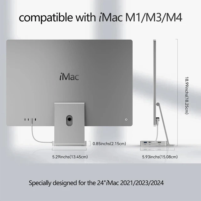 Alt view image 2 of 5 - USB C Hub for iMac 24 inch,8-in-1 iMac M4/M3/M1 Dock with 10Gbps USB3.2-A/C, 4K HDMI, SD/TF Card Reader