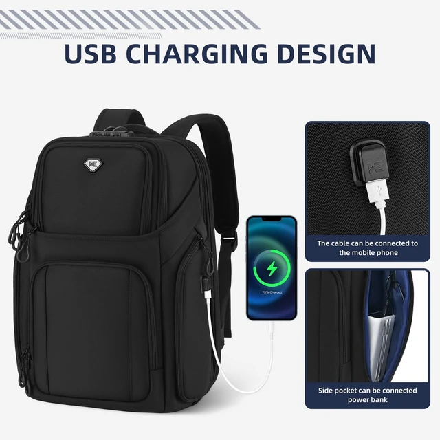Alt view image 2 of 5 - DUSLANG Laptop Backpack,Business Travel Anti Theft Slim Durable Laptops Backpack with USB Charging Port,Water Resistant College Computer Bag for Women & Men Fits 15.6 Inch Laptop and Notebook