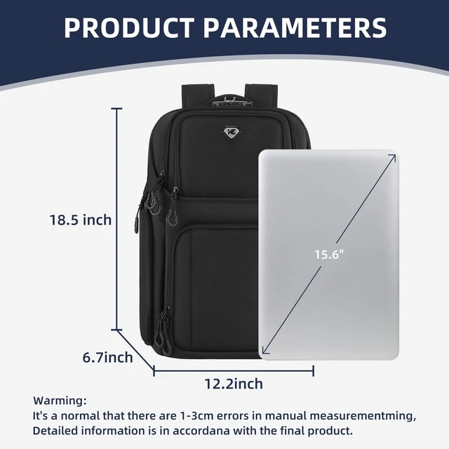 Alt view image 3 of 5 - DUSLANG Laptop Backpack,Business Travel Anti Theft Slim Durable Laptops Backpack with USB Charging Port,Water Resistant College Computer Bag for Women & Men Fits 15.6 Inch Laptop and Notebook