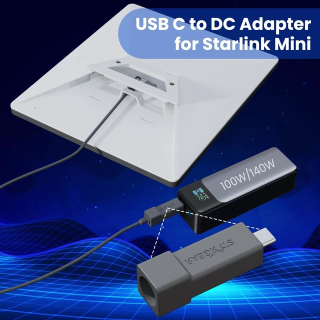 Alt view image 2 of 5 - STARGEAR for Starlink Mini Cable Adapter, USB C to DC Adapter-Grey