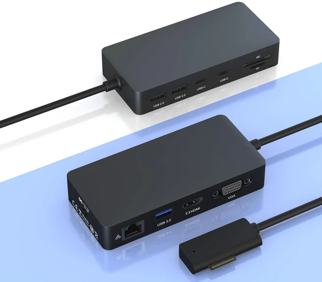 Main image of New Surface Dock Triple Displays 4K@60HZ HDMI+VGA, 11 in 1 Surface Docking Station for Surface Pro 11/10/9/8/X/7/6/5/4/3,Surface Laptop 7/6/5/4/3/2/1,Surface Book Go