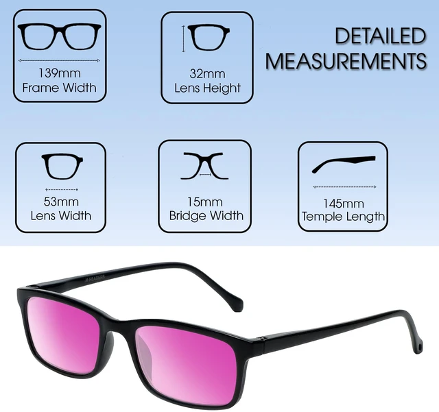 Alt view image 3 of 5 - Medspex M Readers 105 Color Therapy Reading Glasses +3.25 Black/Passion Purple Unisex Fluorescent Light Sensitivity Chromotherapy Chakra Healing