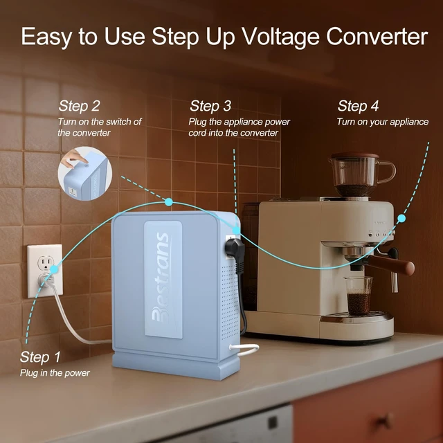 Alt view image 5 of 5 - BESTRANS 3000W Step Up Transformer, 110V to 220V Converter, Light Blue