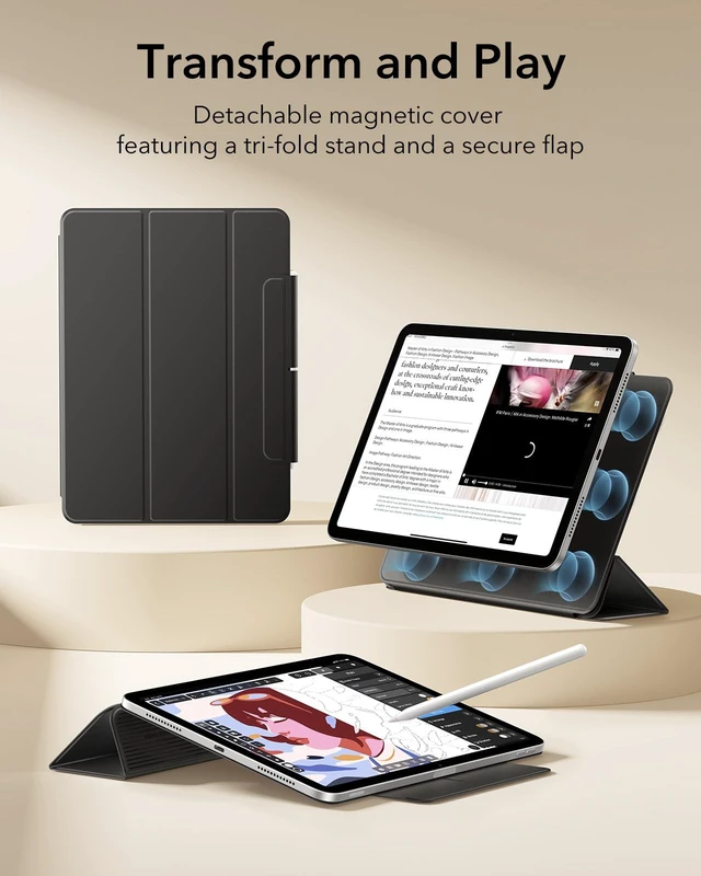 Alt view image 3 of 5 - ESR for iPad Air 11-inch M4/M3/M2, iPad Air 5th/4th Generation Case, Black