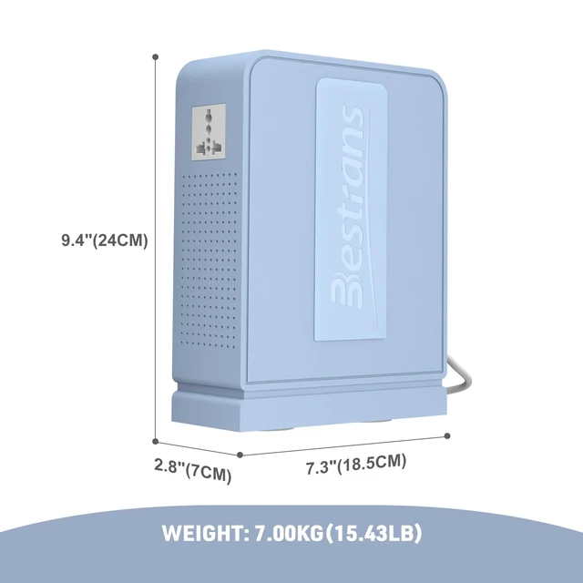 Alt view image 3 of 5 - BESTRANS 3000W Step Up Transformer, 110V to 220V Converter, Light Blue