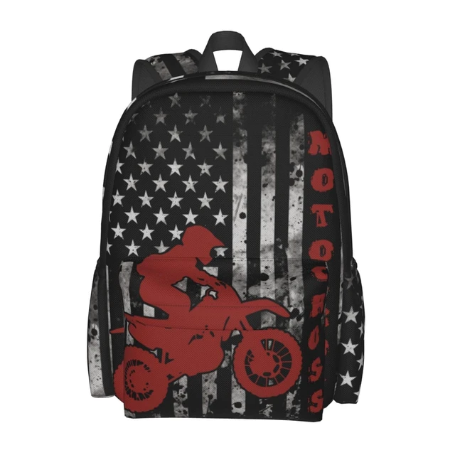 Alt view image 2 of 5 - famliihw American Flag Motocross Backpack Laptop Backpacks Multipurpose Daypack For Men Women Travel Hiking