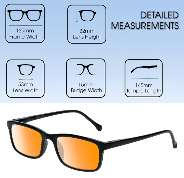 Alt view image 3 of 5 - Medspex M Readers 105 Color Therapy Reading Glasses +6.00 Black/Light Orange Unisex Fluorescent Light Sensitivity Chromotherapy Chakra Healing