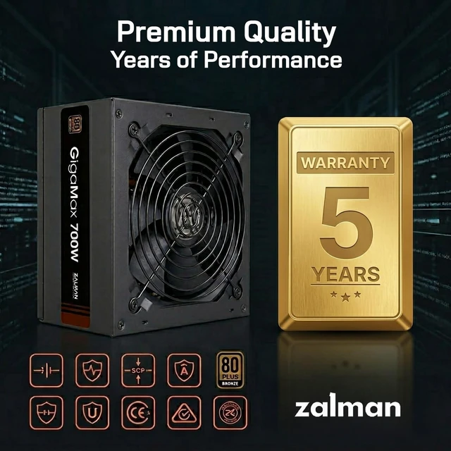 Alt view image 2 of 5 - Zalman GigaMax 700W Power Supply 80+ Plus Certified Reliable ATX 12V PSU