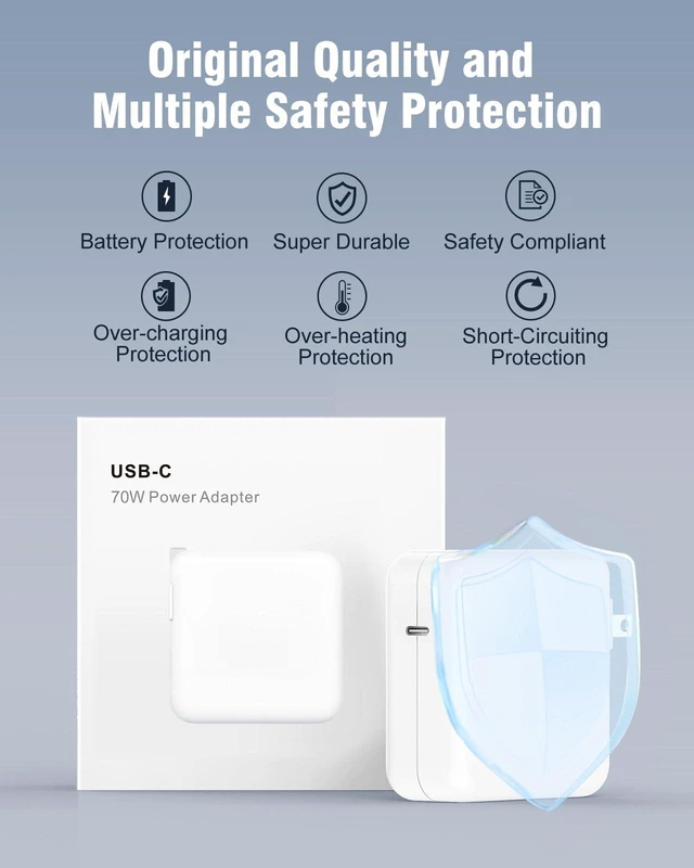 Alt view image 5 of 5 - Charger for MacBook Air 13.6 15 inch Mac Book Pro 14 inch M5 M4 M3 M2 M1 2026 2025 2024 2023 2022 2021, 70W Power Adapter, 6.6FT USB C to Magnetic 3 Cable LED, Powerful Connect, Original Quality