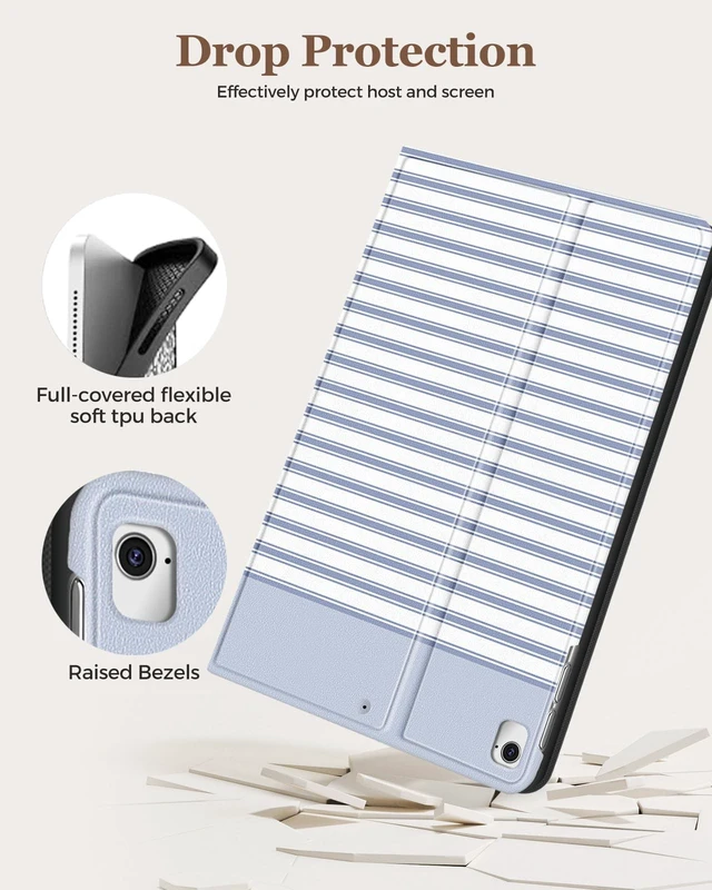 Alt view image 4 of 5 - Wazzasoft for iPad 5/6th,iPad Pro 9.7 Inch,iPad Air 1st/2nd Case,BlueStripe
