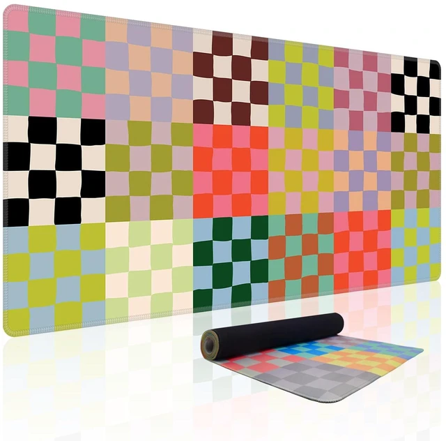 Main image of Baziabbo Checkered Desk Mat,XXL Extended Big Mouse Pad,Gaming Mousepad with Stitched Edge,Non-Slip Rubber Base Keyboard Desk Pad for Home Office Study Game
