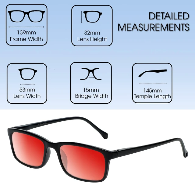 Alt view image 3 of 5 - Medspex M Readers 105 Color Therapy Reading Glasses +0.25 Black/Deep Red Unisex Fluorescent Light Sensitivity Chromotherapy Chakra Healing