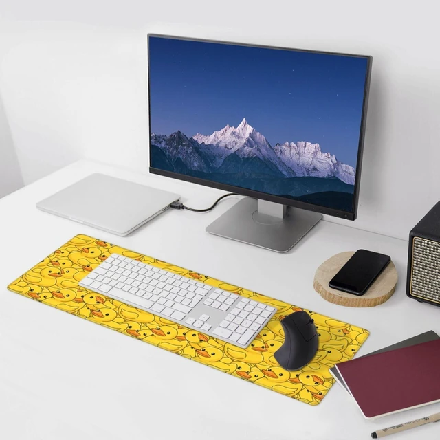 Alt view image 4 of 5 - AoHanan Yellow Kawaii Duck Large Mouse Pad Extended Gaming Mousepad with Stitched Edges 3mm Office Decor Women Men Computer Accessories for Home Office 31.5 X 11.8 Inch