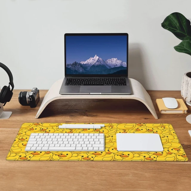 Alt view image 5 of 5 - AoHanan Yellow Kawaii Duck Large Mouse Pad Extended Gaming Mousepad with Stitched Edges 3mm Office Decor Women Men Computer Accessories for Home Office 31.5 X 11.8 Inch