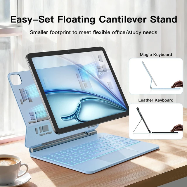 Alt view image 4 of 5 - ZZQIHUA Magic Keyboard for iPad Air 11 inch/Pro 11" Magnetic Stand