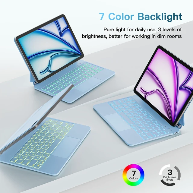 Alt view image 5 of 5 - ZZQIHUA Magic Keyboard for iPad Air 11 inch/Pro 11" Magnetic Stand