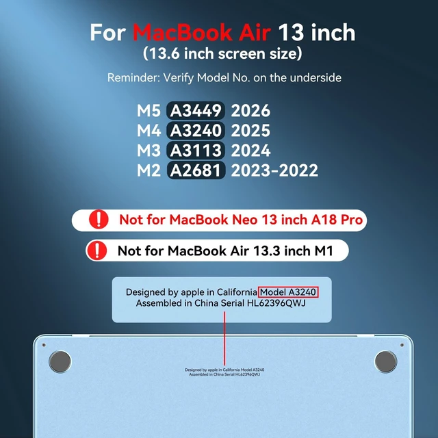 Alt view image 2 of 5 - BlueSwan Anti-Cracking Case for MacBook Air 13 inch M5 M4 M3 M2 2026-2022