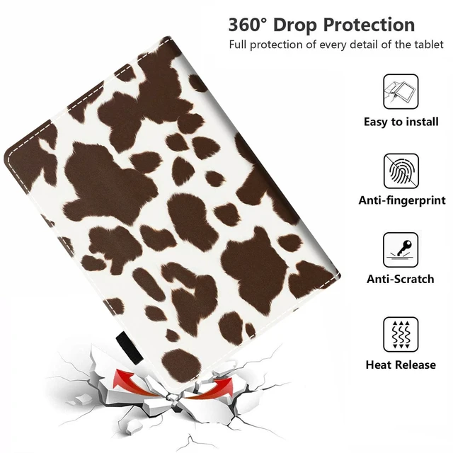 Alt view image 5 of 5 - POIUYTREW Case for All-New Kindle Fire HD 8/Fire HD 8 Plus Tablet (12th/10th Generation, 2022/2020 Release) - PU Leather Folio Case with Smart Auto Wake/Sleep, Cow Print