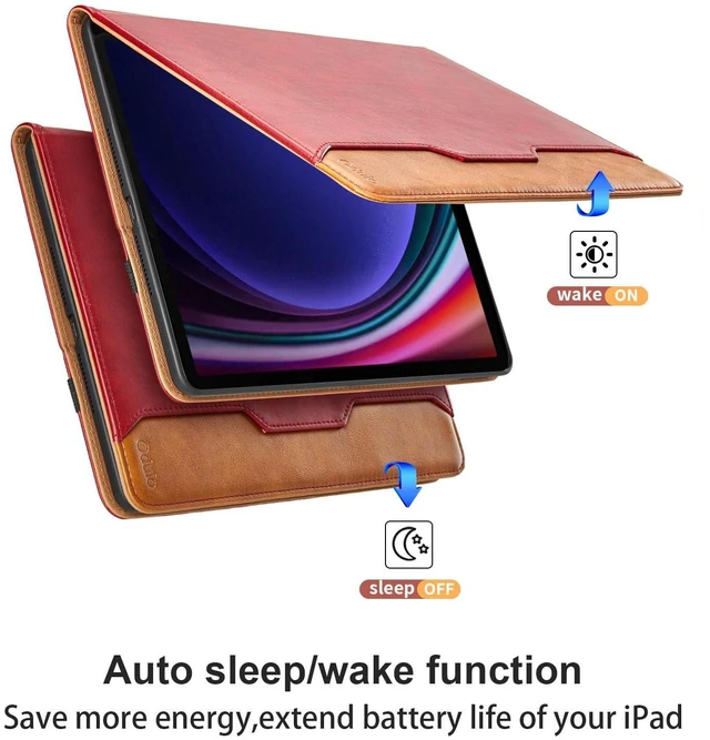 Alt view image 2 of 5 - Case for Samsung Galaxy Tab S10 Lite/ S10 FE/ S9 FE 10.9 Inch/ S9 11 Inch, PU Leather Folio Case with S Pen Holder and Pocket, Auto Wake/Sleep Smart Tablet Cover, Red