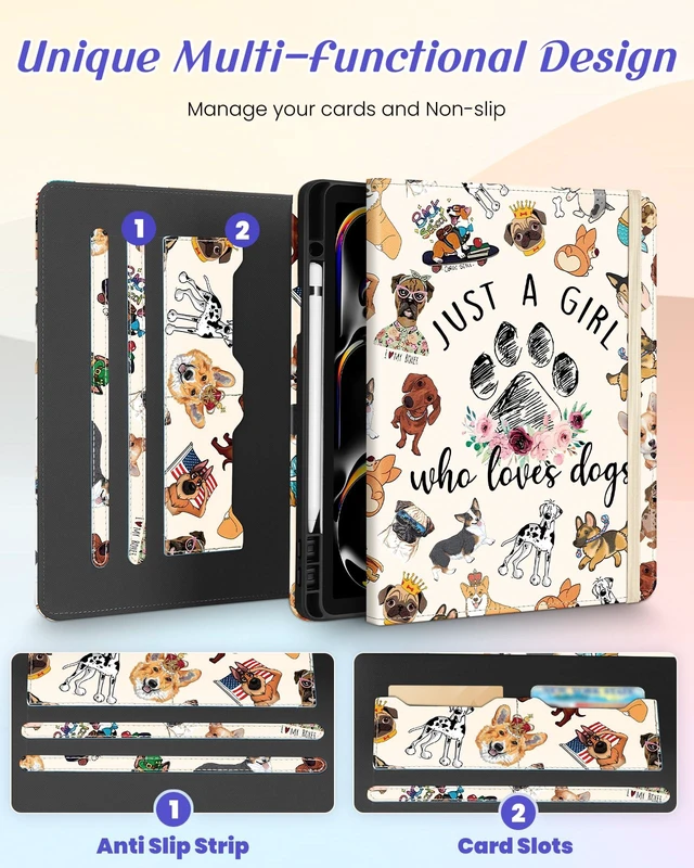 Alt view image 3 of 5 - Kidcube for iPad Pro 13 inch M4(2024) / M5(2025) Case,Cartoon Dogs