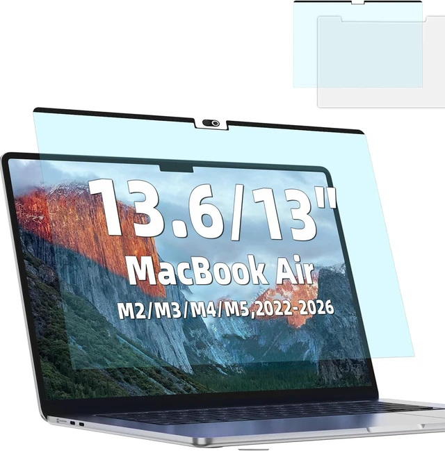Main image of Magnetic Anti Blue Light Screen Protector for MacBook Air 13.6/13 Inch (2022-2026, M2, M3, M4, M5), Removable MAC 13.6" Blue Light Filter , Bubble-Free Install , Eye Protection Glare Laptop Screen Pro