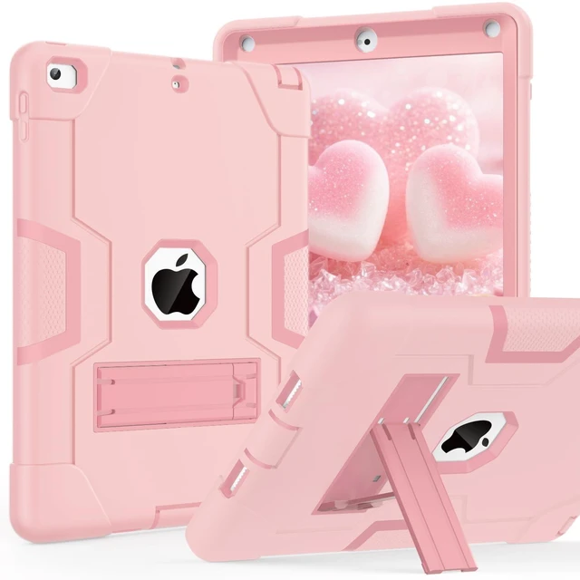 Main image of OKP Case for iPad 6th Generation/iPad 5th Generation/iPad 9.7 inch/iPad Air 2, Hybrid Shockproof Rugged Protective Cover for ipad 9.7 inch 2018/2017 with Built-in Kickstand (Rose Gold)