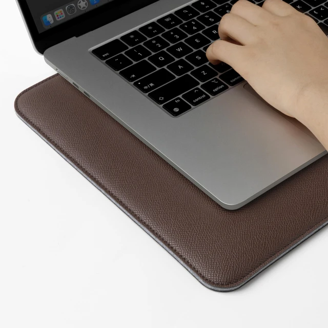 Alt view image 5 of 5 - Comfyable Laptop Sleeve 13 Inch Precisely Compatible with MacBook Air M5 2026 & MacBook Pro/Neo A18, Faux Leather Cover Case, Coffee