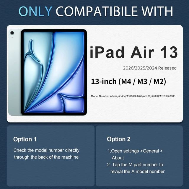 Alt view image 2 of 5 - WESOROL Cases for iPad Air 13 Inch (M4/M3/M2) 2026/2025/2024 with Screen Protector/360 Rotating Stand/Pencil Holder/Shoulder Strap,Military Grade Shockproof Cover for iPad Air Case 13 Inch, Navy Blue