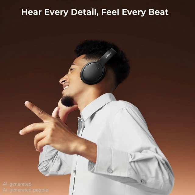 Alt view image 4 of 5 - FXWONTY Hybrid Active Noise Cancelling Headphones, Wireless Bluetooth 5.4 Over Ear Headphones & Fast Charging, Hi-Res Audio, Deep Bass, Transparency Mode, 70h Playtime, Comfort for Travel/Offic