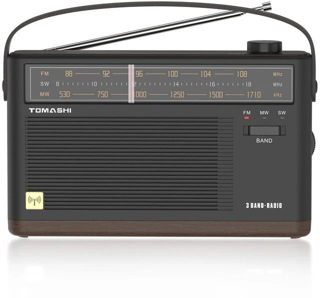 Main image of TOMASHI Portable AM FM SW Radio, Retro Transistor Radio, Type-C Charging