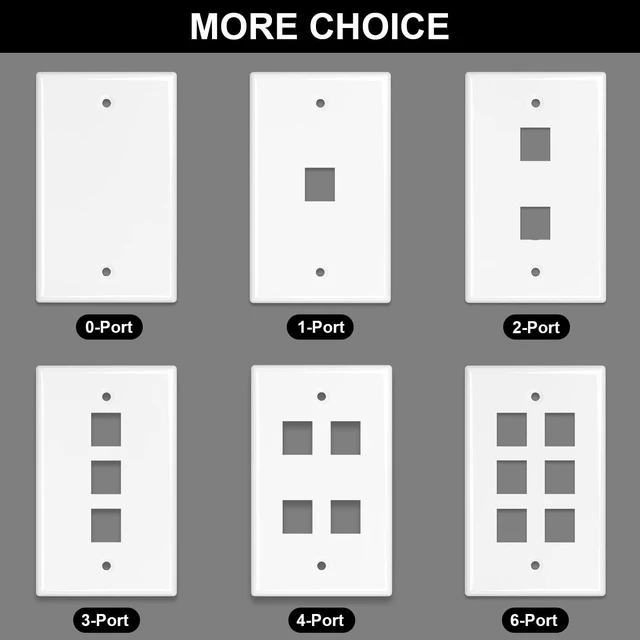 Alt view image 5 of 5 - FGB 4-Port Keystone Wall Plate, for Keystone Jacks, 50-Pack, White