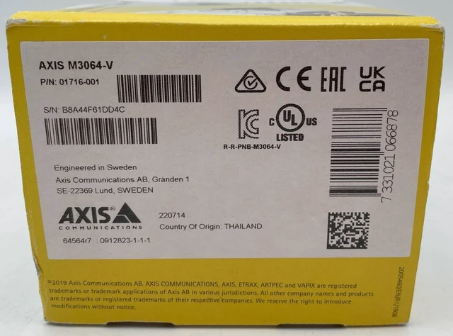 Alt view image 3 of 3 - AXIS M3064-V UC INDR Mini Dome Camera W/Dust- and IK08 Max HDTV 720P