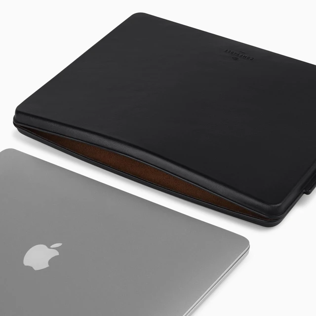 Alt view image 3 of 5 - Comfyable 13 Inch Faux Leather Laptop Sleeve Case, Slim Protective Laptop Cover Compatible with MacBook Air M4 2025-2018 & MacBook Pro M2 2022 M1 2020-2016, Black
