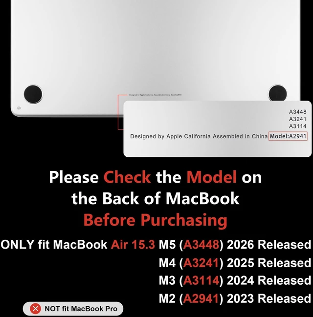 Alt view image 2 of 5 - MEEgoodo for M5/M4/M3/M2 MacBook Air 15 inch Case 2026 2025 2024 2023, Case Fit Model (A3448/A3241/A3114/A2941) for MacBook Air 15.3 inch, Cute Dinosaurs