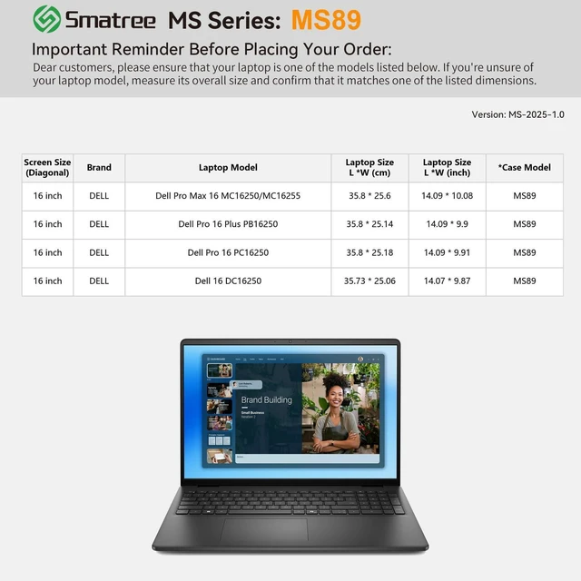 Alt view image 2 of 5 - Smatree MS89 Hard EVA Case with Stand for 16 inch Dell Pro 16 Plus PB16250