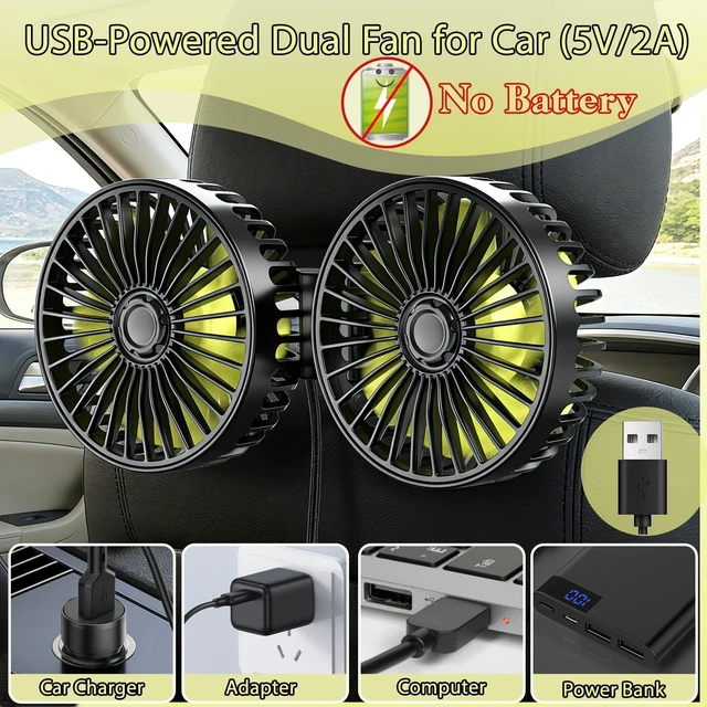 Alt view image 2 of 5 - Car Backseat Fans for Backseat Kids, Usb Car Headrest Fan for Car Back Seat