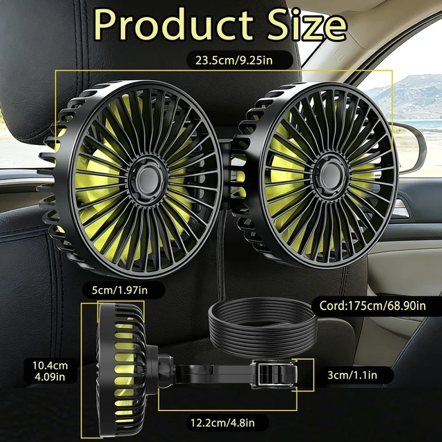 Alt view image 3 of 5 - Car Backseat Fans for Backseat Kids, Usb Car Headrest Fan for Car Back Seat