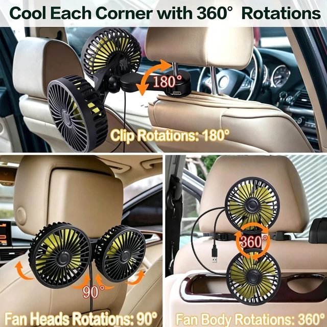 Alt view image 4 of 5 - Car Backseat Fans for Backseat Kids, Usb Car Headrest Fan for Car Back Seat